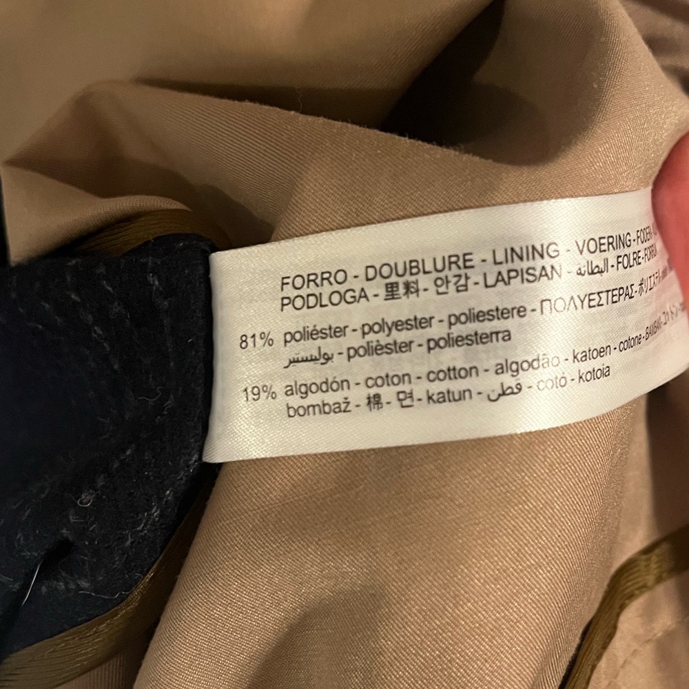Zara Mixed Media Tan/Navy 2 Tone Trenchcoat Size Large - Picture 8 of 9